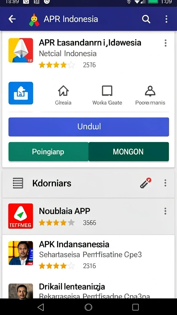 Screenshot menampilkan berbagai pilihan permainan yang tersedia.